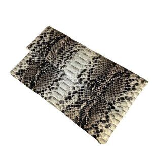 Foldover Clutch Snake Skin Embossed Leather Rectangular Animal Print Minimalist